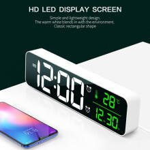 DA BOOM Loud LED Digital Alarm Clock with Snooze, Dual Clock & USB Charger, Large White Display, Brightness Dimmer, Compatible with Bedside Use