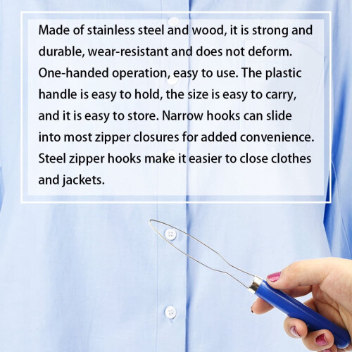 3pcs Elderly Button Dressing Aid Seniors Hook Zipper Pull Helper Button Puller Stainless 2