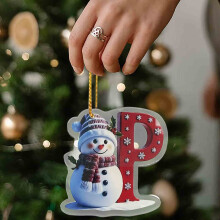 Christmas Letter Ornaments 2025 Christmas Deer Pendant Letter Table Wooden Decoration Personalised Baubles