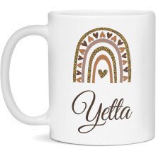 Yetta Leopard Rainbow Cheetah Print Name Gift Coffee Mug, 11-Ounce White