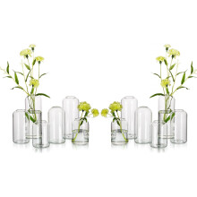Glass Bud Vases for Flowers - Blown Modern Small Vases Set of 12, Clear Mini Bulk Flower Vases for Wedding Party Events Home Decor (Not Include