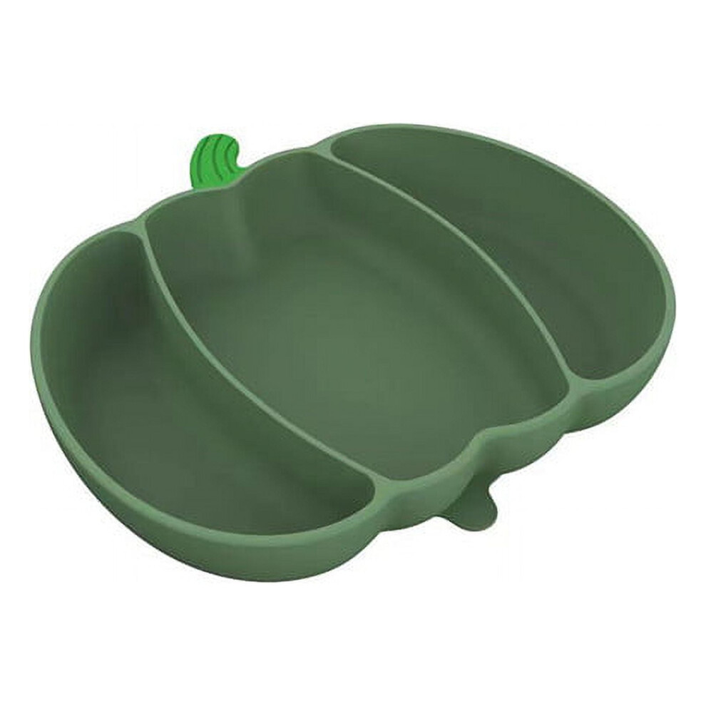 asjyhkr Toddler Plates with Suction, Silicone Suction Plates for Baby, Cute Pumpkin Divided Plates and Utensils Set, Non Slip