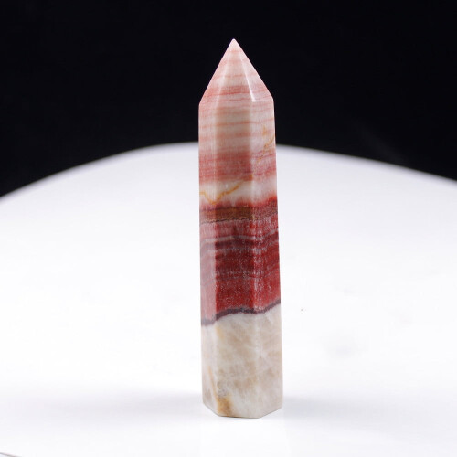 WinysinNatural Crystal Column Red Stone Single Pointed Hexagonal Pork Stone Cryst