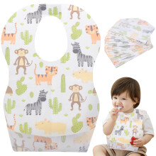 Qiushaoyue 20pcs Disposable Waterproof Bib Adjustable Tape Dining Bibs for Baby Newborn Infant (Random Pattern)