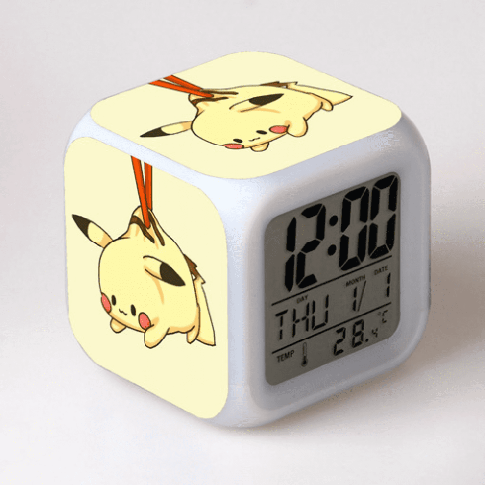 LED Alarm Clock with Pokemon Pattern - Glowing Digital Desk Clock, Compatible with HTNL#298 - Gift for Kids, Adults