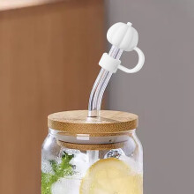 2Pcs Fall Straw Cover Cap, White Pumpkin Silicone Reusable Lid for 10mm Straws, Compatible with 30/40 oz Tumbler Cups, Autumn Thanksgiving