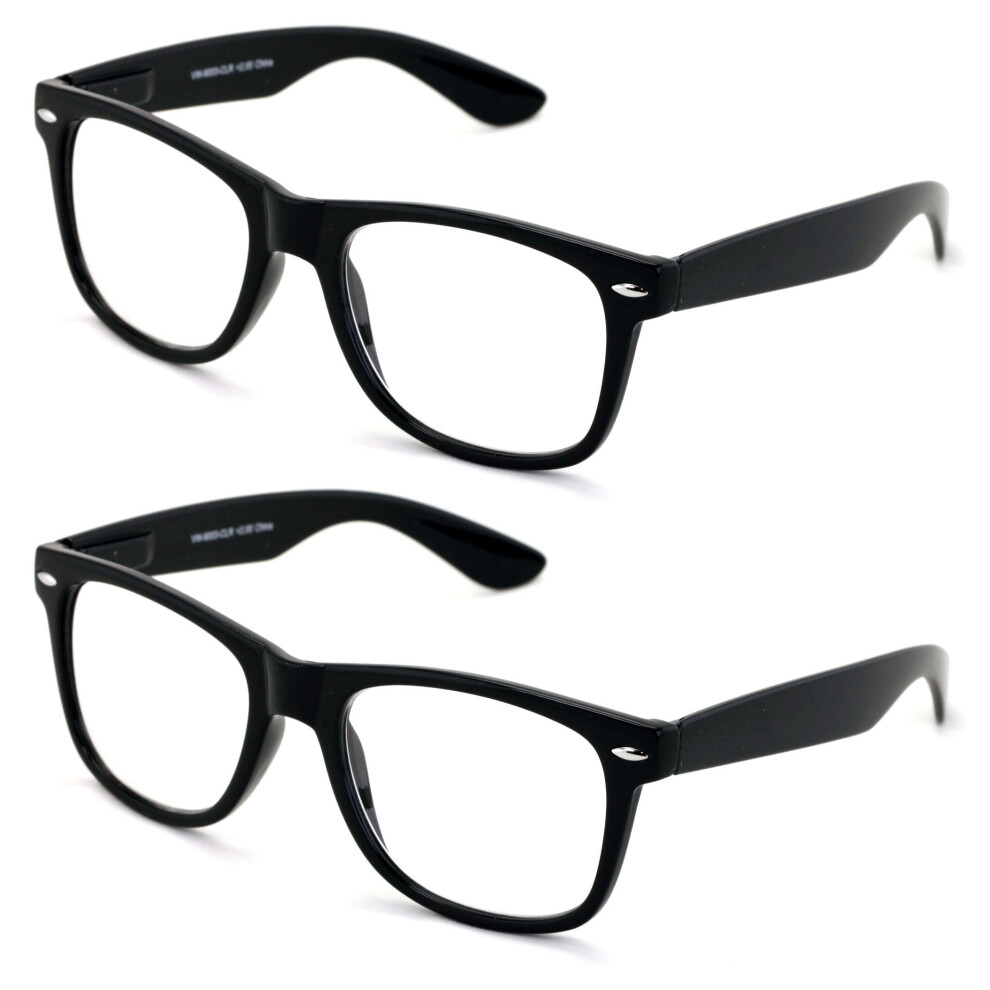 V.W.E. 2 Pairs Large Reading Glasses - Wide Fitment - Classic Design Comfortable Fitment +2.25