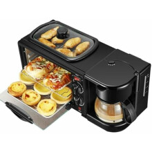 3in1 Breakfast Station with Coffee Brewer, Toaster Oven, Frying Pan and 30Min Timer