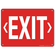 Exit with Double Arrows Safety Sign - Emergency Exit Aluminum Signs - .040 Rust Free Heavy Duty Size: 12 x 8 Inches