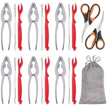ZKCCNUK 21Pcs Seafood Tool Set Compatible with Crab & Lobster Tools, 6 Crackers, 6 Shellers, 6 Forks, 2 Scissors + Storage Bag