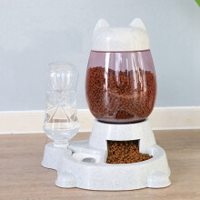 Automatic Cat Feeder, Cat Food Feeding Water Dispenser Set, Lovely Dog Cat Bowl with Water Bottle, Water Dispenser Food Dish Bowls for Small Animal