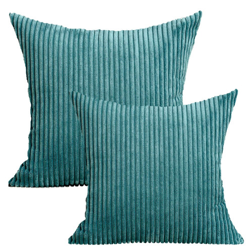WOCACHI 20" X 20" Modern Contemporary Transitional Navy Blue Striped Polyester Throw Pillow ( 2 Count) 1