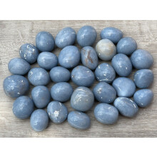 Angelite Pebble, 1-1.5 Inch Large Angelite Tumbled Stone, Angelite Palm Stone