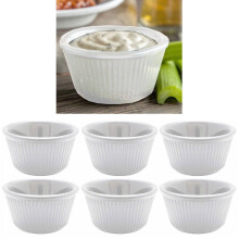 6 Mini Ramekins White Melamine Condiment Bowl Souffle Dish Saucer Cups BPA Free