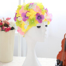 Lace Vintage Swim Cap Floral Petal Retro Style Bathing Caps for Women Rose