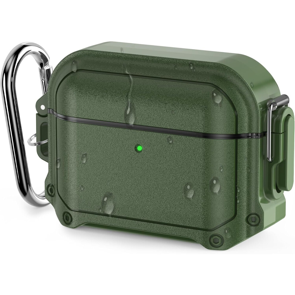 Waterproof compatible with Airpods Pro 2/1 Case with Lock, compatible with AirPods Pro 2nd/1st Generation Case Cover with Carabiner, ged