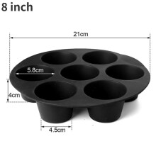 Hole Airfryer, Silicone Muffin Pan, Airfryer Accessories, Cake Pan, Microwave Silicone Baking Pan A 8 inch