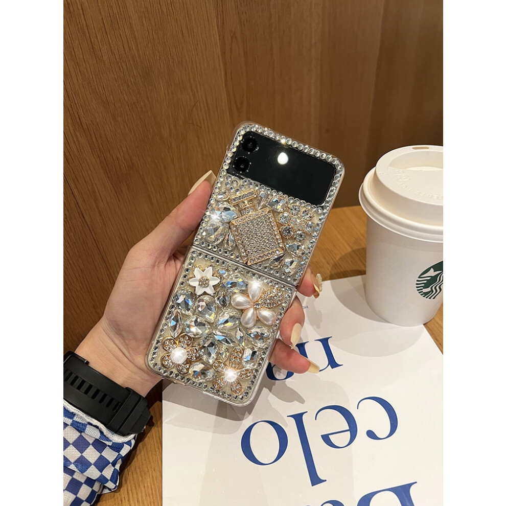 Compatible With Samsung Galaxy Z Flip 5 Case, 3D Glitter Sparkle Bling Luxury Crystal Rhinestone Clear Bumper Protective Case For Girls 9389440536029