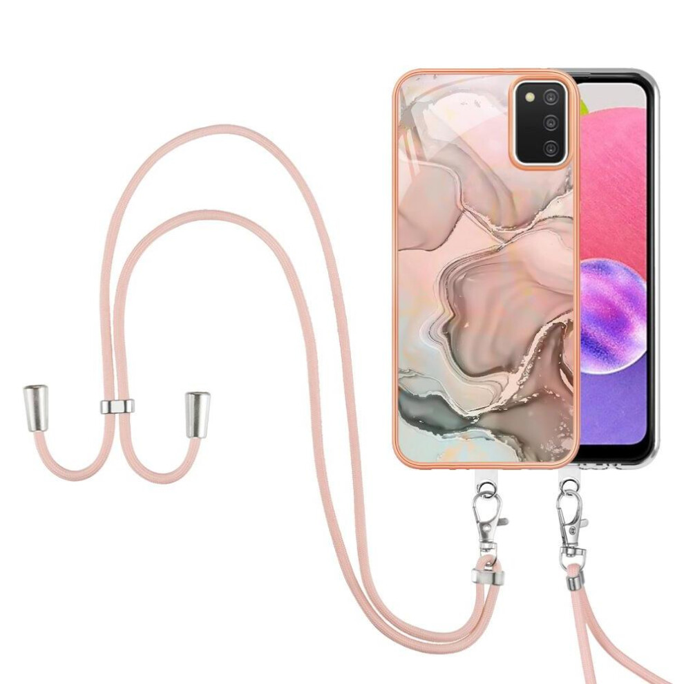 Case For Compatible With Samsung Galaxy A03s Cover Detachable Strap Crossbody Lanyard Soft Tpu Bumper Marble 9389440536012