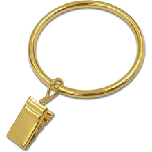 20 Pack Gold Curtain Rings with Clips, 1.77" ID, Fits up to 1.5" Rod, for Drapes, Bows, Hats - Compatible with Standard Curtain Rods