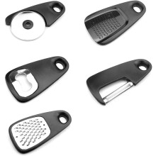 Kitchen Multi-purpose Gadget 5-piece Set of Melon Shaving, Garlic Grinder, Can Opener, Cheese Shaver, Pizza Cutter