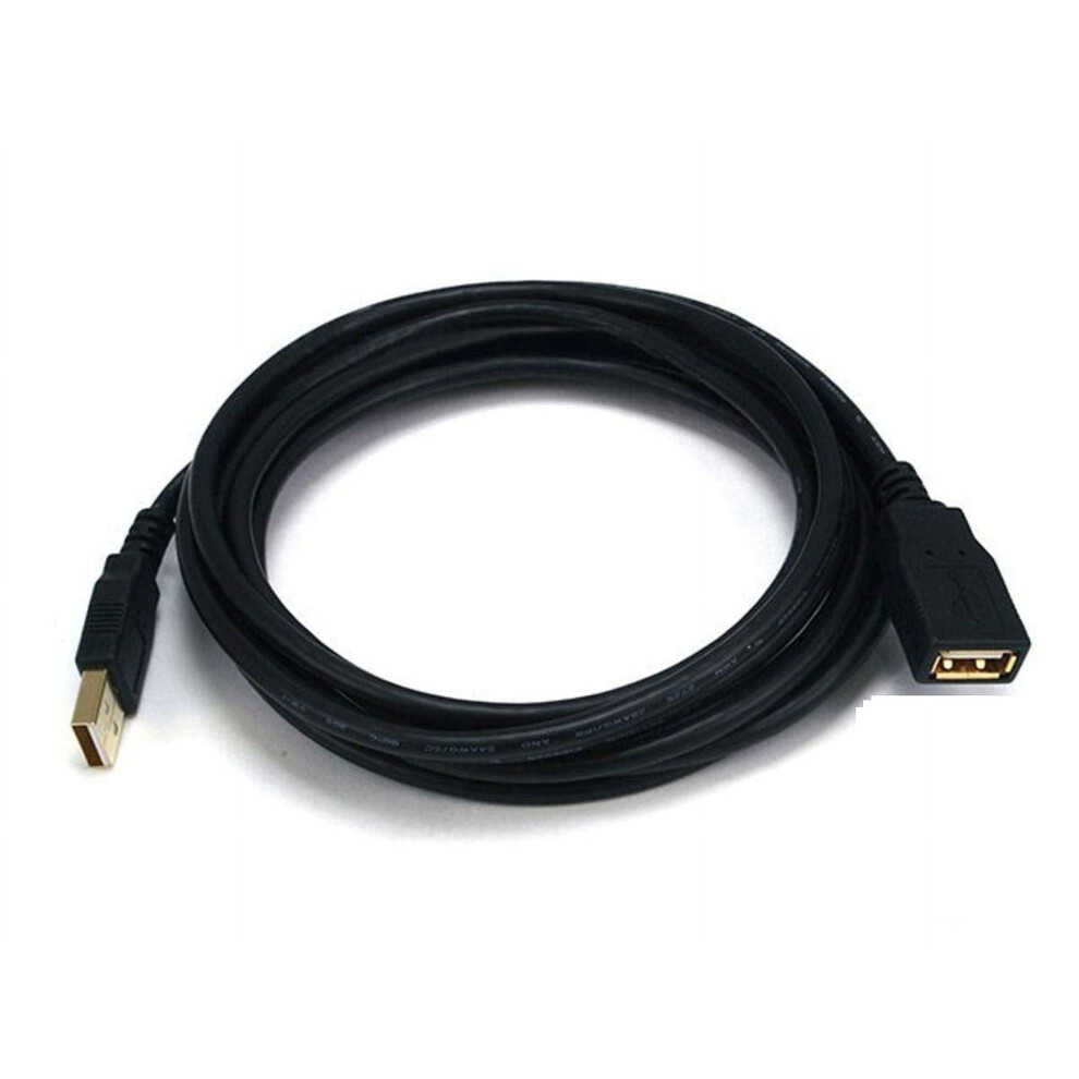 Usb Type-A To Usb Type-A Female 2.0 Extension Cable - 10 Feet - (3 Pack) 28/24Awg, Plated Black/Gold 9389440621916