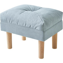 15.75" Light Blue Footstool Ottoman with Sponge Padded Seat, Wood Legs, Compatible with UHBD023BL