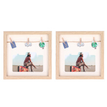 Wooden Keepsake Frame For Multi-functional Display, Decorative Wall Shadow Box Set In Light Oak, 2 Packs
