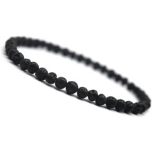 Pulseras elásticas hechas a mano con cuentas redondas de piedra de lava natural RSAMD para hombre y mujer, 8 mm, 10 mm, 12 mm - 6 mm