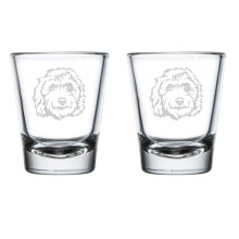 Set of 2 Shot Glasses 1.75oz Shot Glass Gift Labradoodle Face