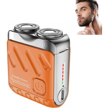 Mini Portable Electric Shaver for Men, Dual Head USB C Rechargeable, Luggage Design (Orange)