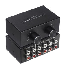 4-Port R/L Stereo Audio Switch Two-Way RCA Switching Splitter Audio Sharing Active Speaker Switch AC004A