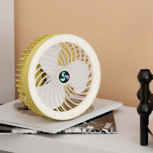 Oplaadbare campingventilator met LED-lamp en ophanghaak, geschikt voor tenten, campers, outdoorreizen, vissen en noodstroomvoorziening.