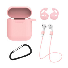 Kompatibel mit Apple AirPods 1/2, 4-in-1-Ladecase, Nackenband, Ohrhaken, Pink