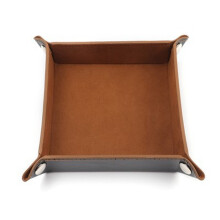 Plateau rectangulaire pliable en cuir PU DGLQMYX, boîte de rangement pour divers objets, plateau de rangement pour dés de jeu de bureau,