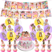 Pink Roblox Girl Theme Birthday Party Decorations Banner Balloons Cake Decoration Accessories