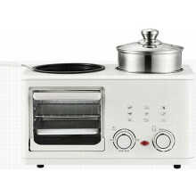 4in1 Breakfast Maker with Large Capacity, NonStick Pan, Stainless Steel, White