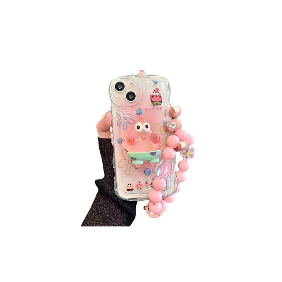Compatible With Iphone 12, Cute Kawaii Cartoon Transparent Tpu Case, Stand & Pendant, Patrick Star Design 9004841185545