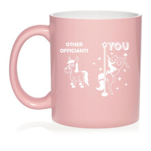 Officiant Superstar Unicorn Funny Ceramic Coffee Mug Tea Cup Gift for Her, Him, Friend, Coworker, Wife, Husband (11oz Light Pink)