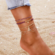 4 pcs Foot Jewelry Anklet Anklet Foot Chain -Pineapple Star Beads