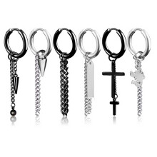 1Pc Hoop Earring Cool Unisex Stainless steel Long Chain Ear Clip for Club