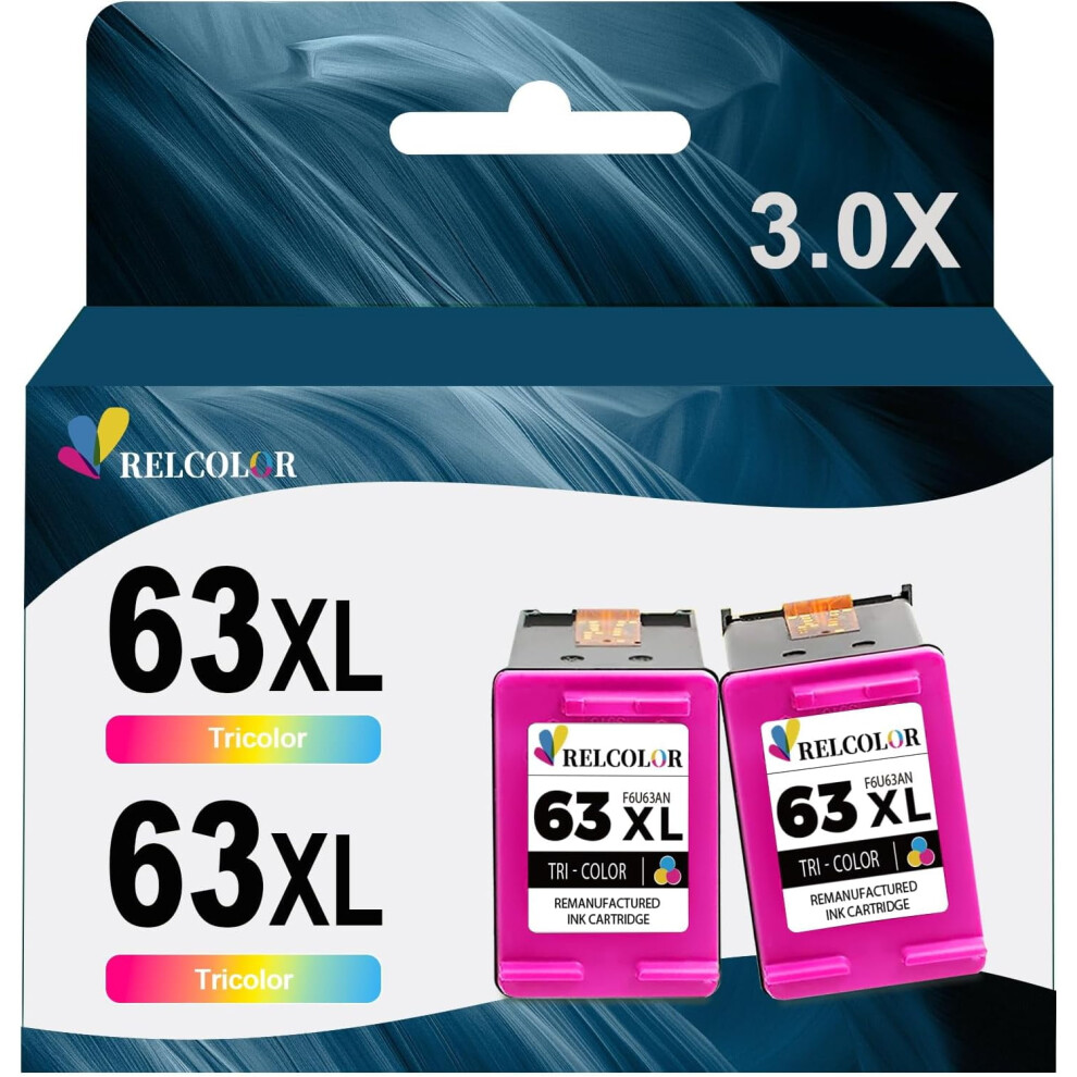 63Xl Color Ink Cartridges 2 Pack Replacement For Hp 63 Xl Hp63 Hp63xl Compatible With Officejet 3830 4650 4652 9389440313224
