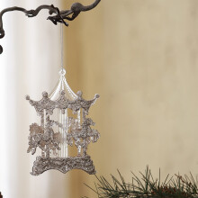 Christmas Decorations Christmas Tree Window Living Room Hanging Ornament Bell Pumpkin Carriage Carousel Ballets Dancers Decorative Pendant Silver B