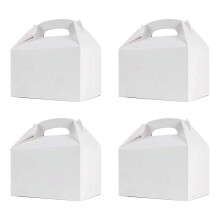 50 Pcs Treat Boxes White, Candy Boxes Favors with Handle Paper Cookie Bags Gable Boxes White
