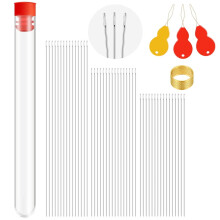 SUNRI 65Pcs 3 Size Extra Fine Thin Beading Embroidery Needles with Needle Threaders