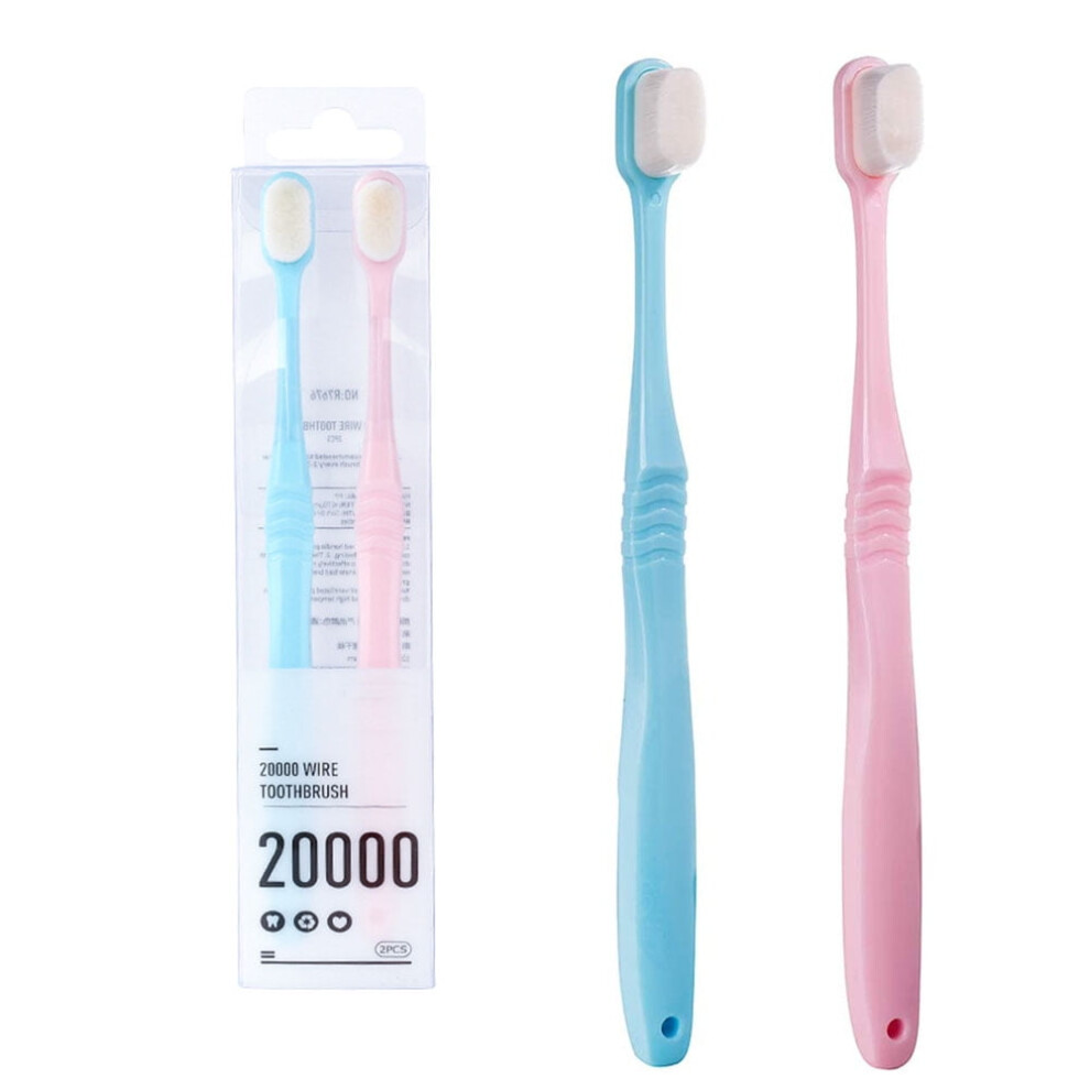 Blue/Pink Dsseng 2Pieces Soft Micro-Nano Manual Toothbrush Extra Soft Bristles Toothbrush With 20,000 Bristles For Fragile Gums Adult Kid Children (, Pink)