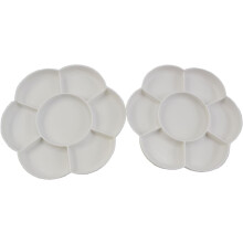 White Plastic 7 Compartments Watercolor Paint Tray Mixing Palette (2)