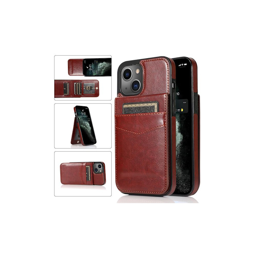 Wallet Case With Card Slots, Premium Leather, Magnetic Closure, Stand, Rugged Protection For Compatible With Iphone 16 (Brown) Brown 9389440729339