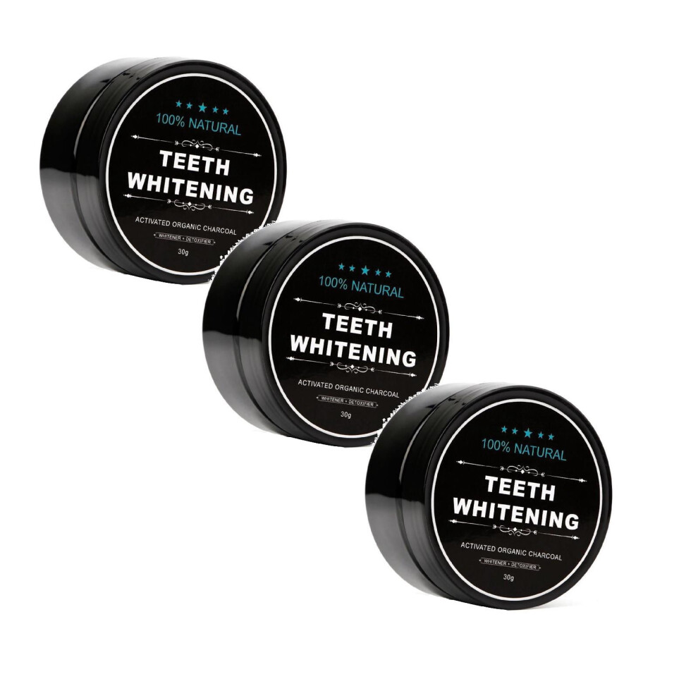 100% ORGANIC COCONUT ACTIVATED CHARCOAL NATURAL TEETH WHITENING POWDER 3-Pack 90g