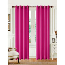 2 PANEL MIRA SOLID HOT PINK SEMI SHEER WINDOW FAUX SILK ANTIQUE BRONZE GROMMETS CURTAIN DRAPES 55 WIDE X 84" LENGTH